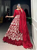 B2054: Beautiful Dola Silk Long Frocks With Duppata B2054: Beautiful Dola Silk Long Frocks With Duppata