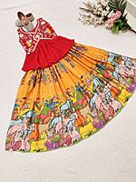 P173: Beautiful Designer Georgette Kids Kalamkari Lehenga Set P173: Beautiful Designer Georgette Kids Kalamkari Lehenga Set