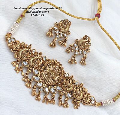 V607: Beautiful Premium Quality Premium Polish Real Kundan Stone Choker Set