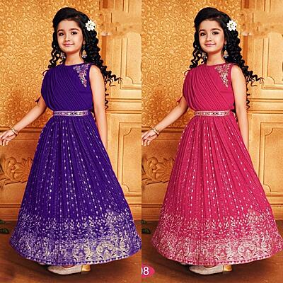P172: Beautiful Designer Georgette Kids Lehenga Set