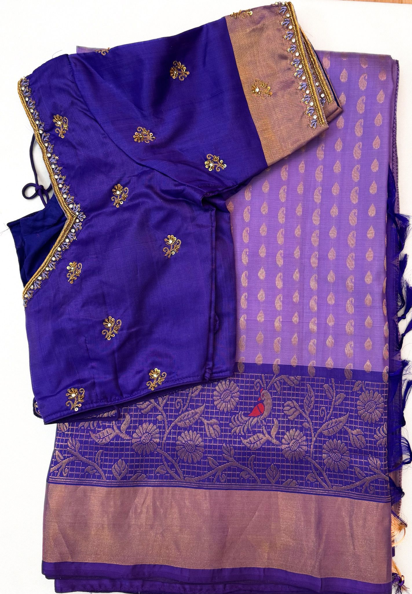 A009: Raedy To Ship Pure Handloom Uppada Silk Saree With Stitched Maggam Work Blouse