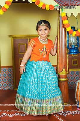 V134: Beautiful Kotta Banarasi Silk Kids Lehnga Set