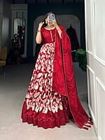 B2054: Beautiful Dola Silk Long Frocks With Duppata B2054: Beautiful Dola Silk Long Frocks With Duppata