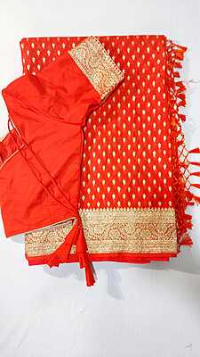 P567: Ready To Ship Beautiful Banarasi Georgette Saree With Stitched Blouse