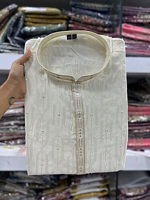 V792:Beautiful Embroidery Sequins Work Men's Kurta Pyjama Sets