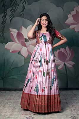 B047:Pethani Kalamkari Banarasi Dress