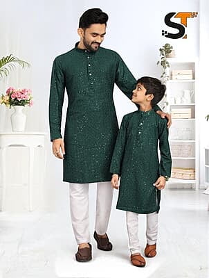 B300: Father And Son Chikankari Kurta Pajama Set