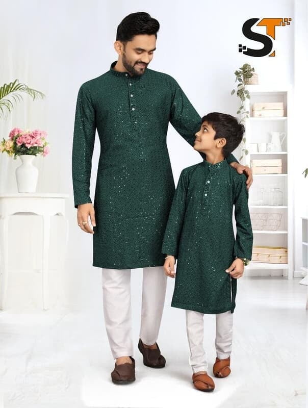 B300: Father And Son Chikankari Kurta Pajama Set