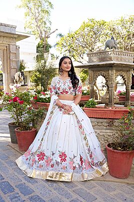 V512:Beautiful Designer Georgette Lehanga Set