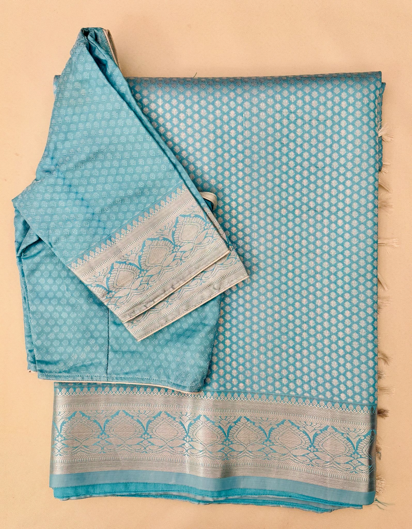 P521: Beautiful Ready To Ship Soft Silk Saree With Maggam Work