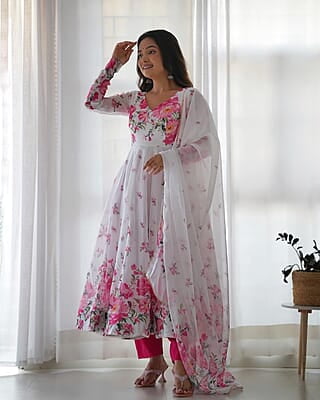 B2051: Beautiful 3Pc Organza Frock Set