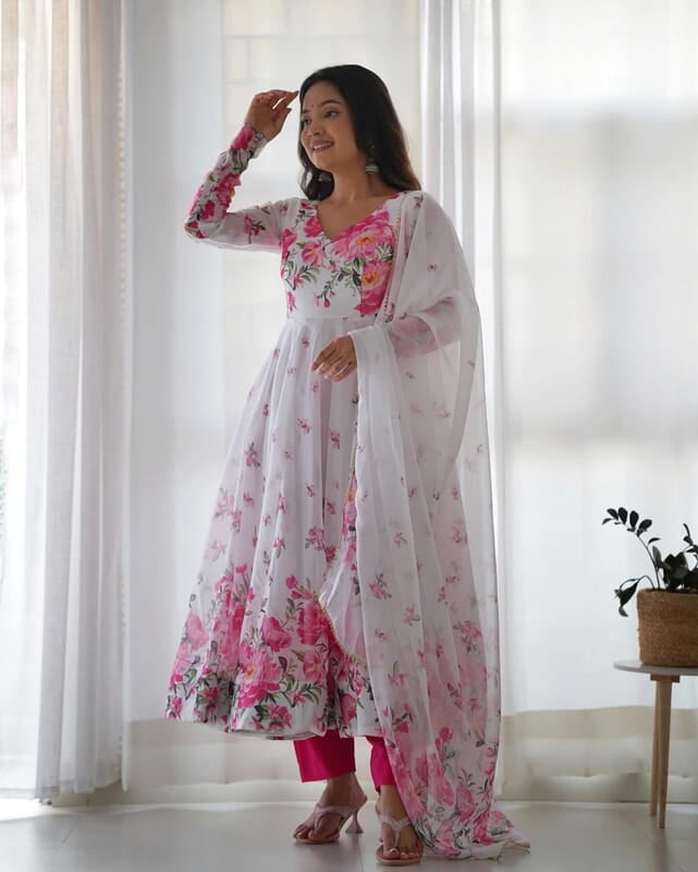 B2051: Beautiful 3Pc Organza Frock Set