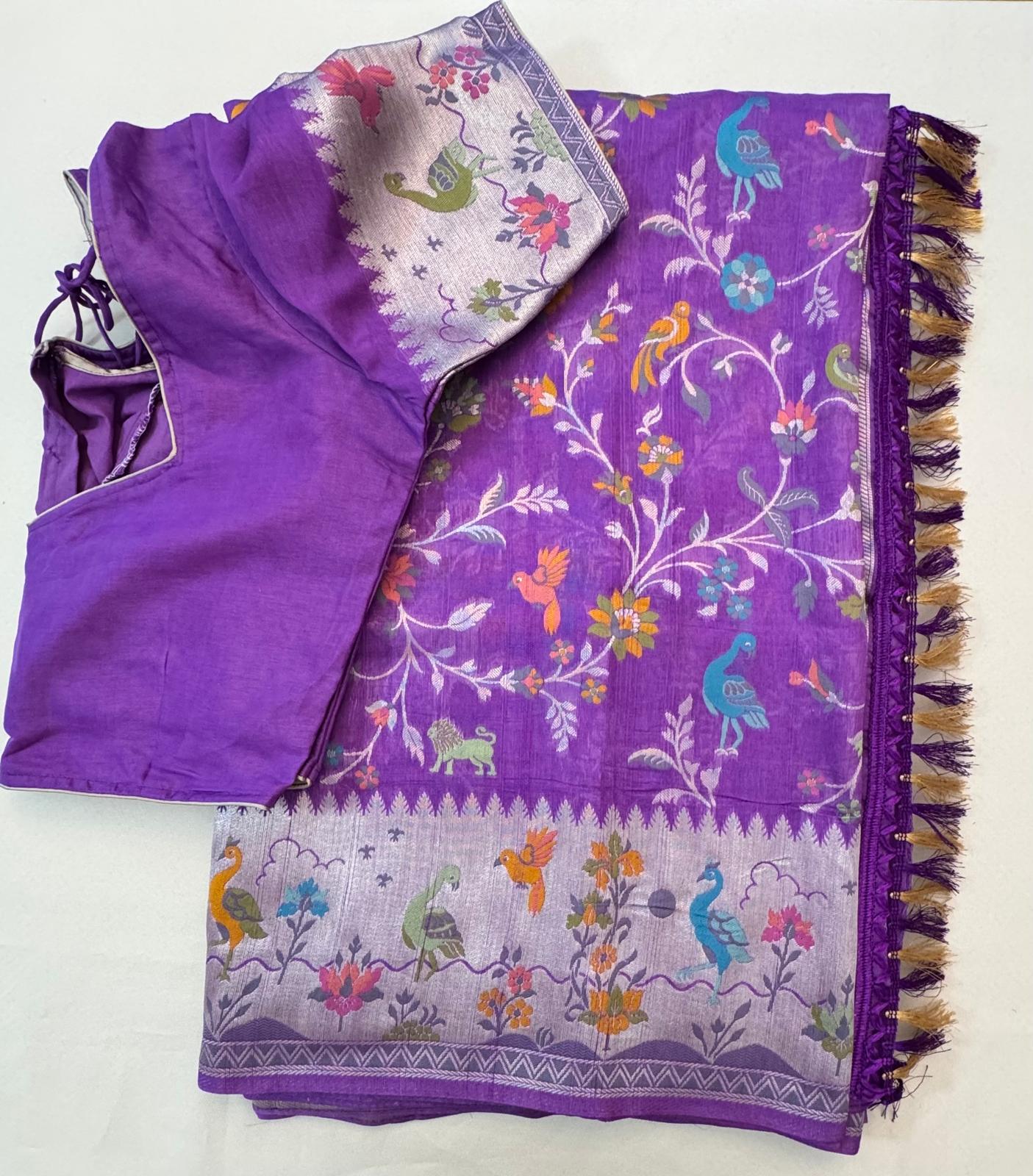 P506: Ready To Ship Pure Moonga Tussar Silk Saree With Stitched Blouse