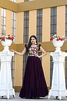 B001:Designer Georgette Frocks With Sequins And Embroidery Work