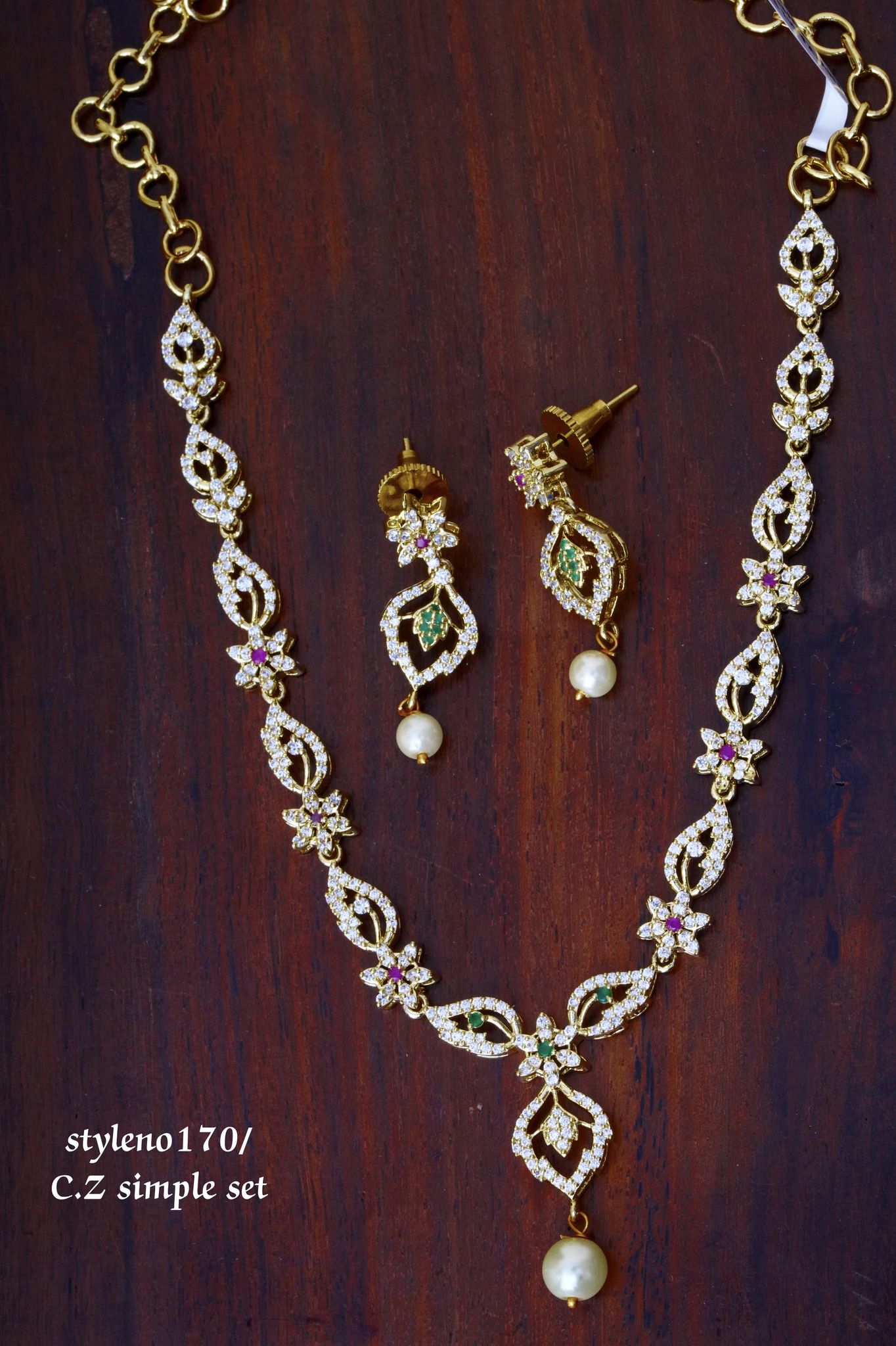 V865:Beautiful CZ Stone Necklace Set