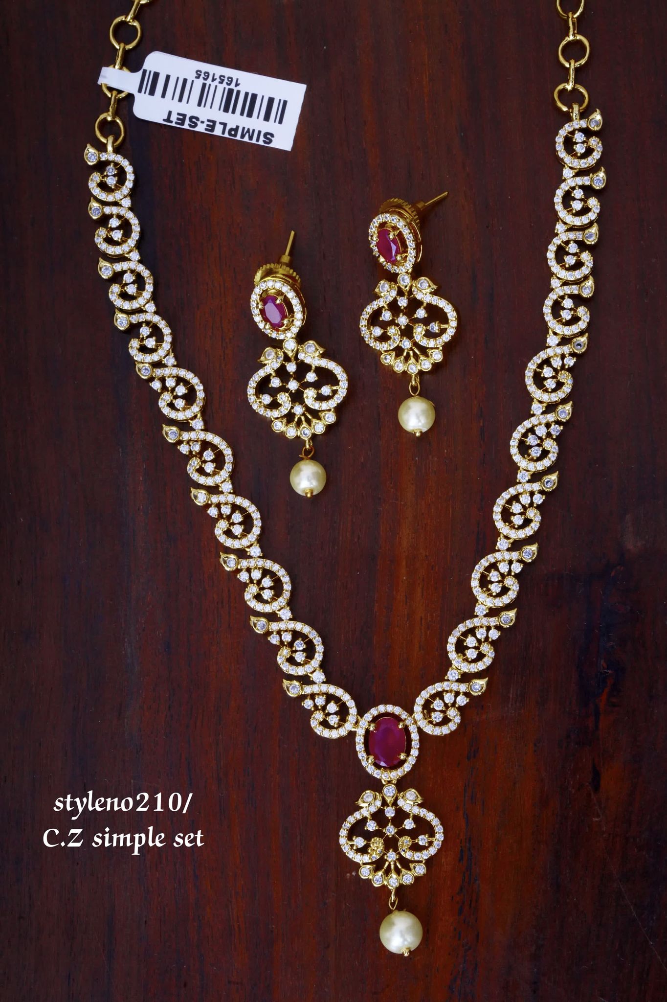 V871:Beautiful CZ Stone Necklace Set