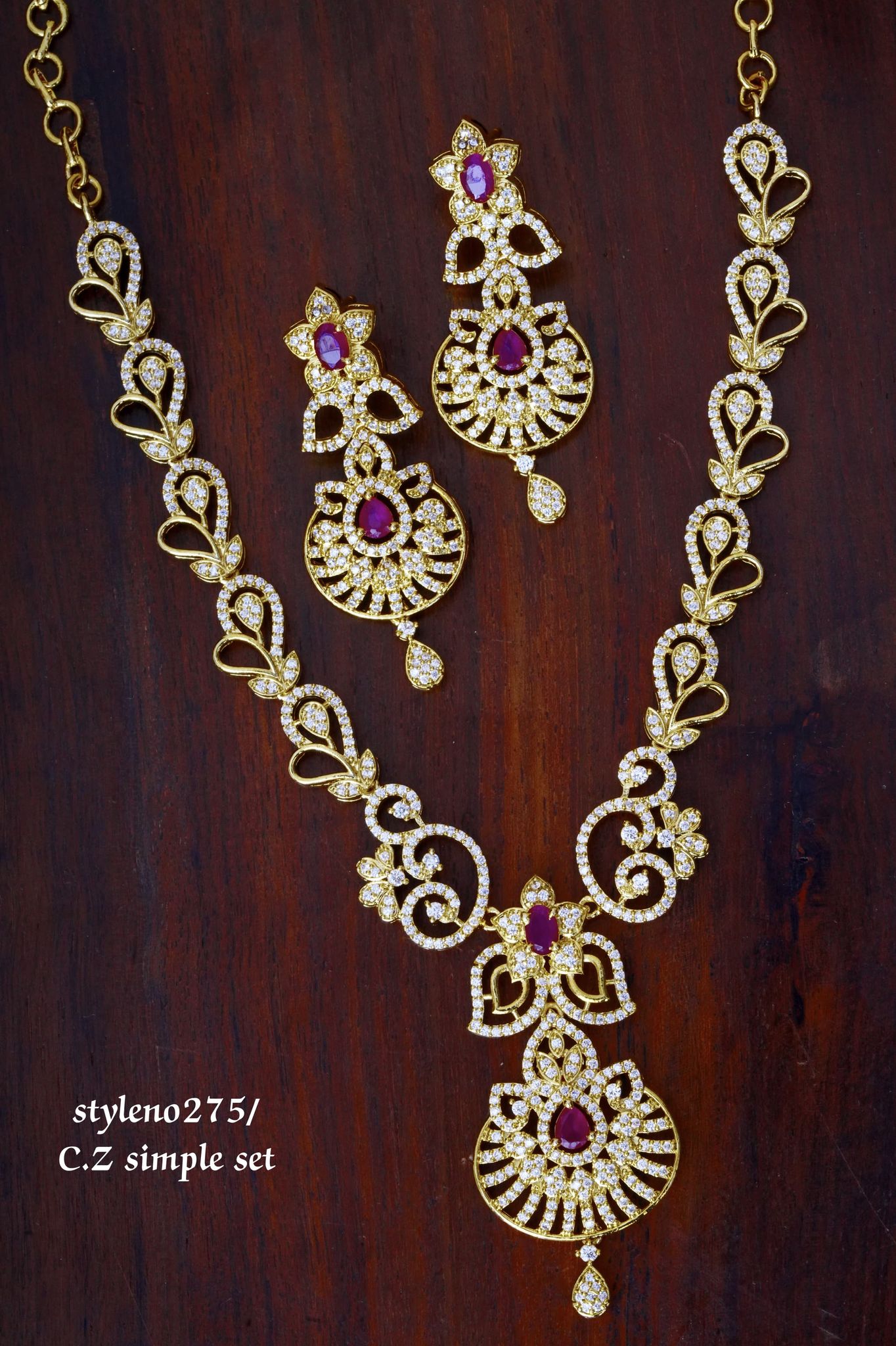 V872:Beautiful CZ Stone Necklace Set