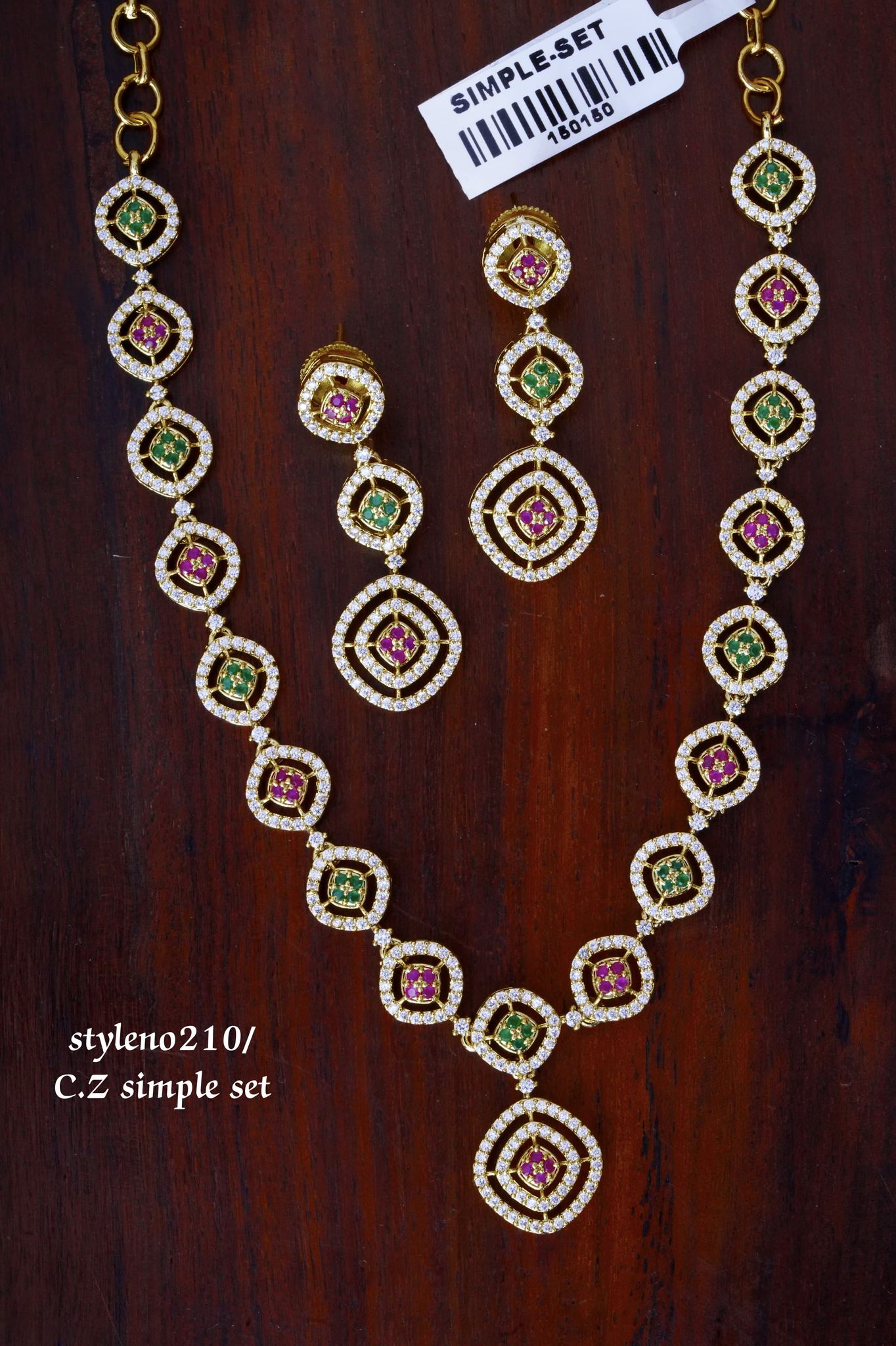 V875:Beautiful CZ Stone Necklace Set