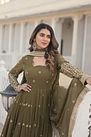 B002:Georgette Frock With Sequins Embroidered Work with Dupatta