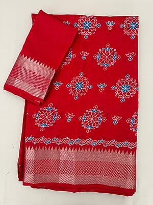 B3116: Beautiful Pure Handloom Mangalagiri Silk Sarees With Stitched Bloues