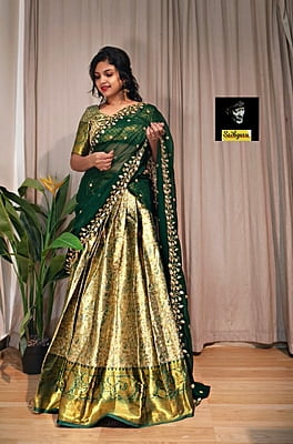 B3220: Beautiful Semi Kanchi Pattu Lehenga Set