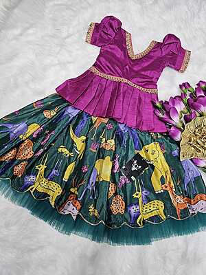 P178: Beautiful Designer Chinnon Silk Kids Lehenga Set