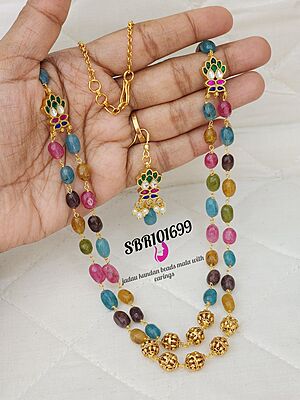 V944:Beautiful Jadau Kundan Beads Mala Set