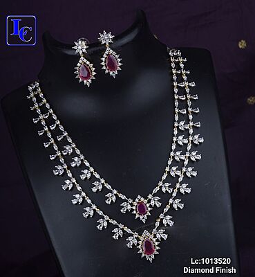 V945: Beautiful 2 Layered Diamond Finish Necklace Set