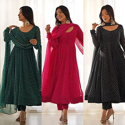 B2046: Beautiful 3Pc Anarkali Style Dress Sets