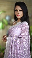 B154: Beautiful Shimmer Chiffon Chikankari Work Saree With Stitched Blouse