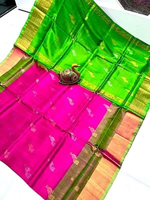 B065:Pure Handloom Uppada Silk Saree With Stitched Blouse