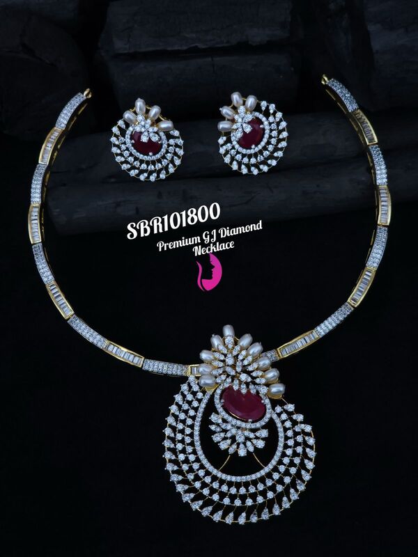 v958:  Beautiful Premium GJ Diamond Finish Necklace Set