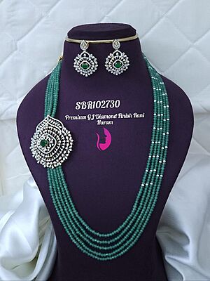 v967: Beautiful Premium GJ Diamond Finish Rani Haram Set