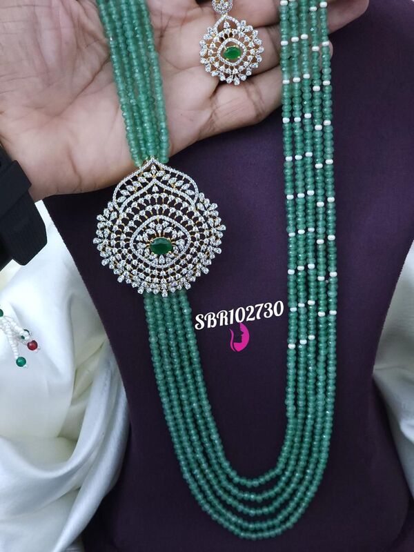 v969: Beautiful Premium GJ Diamond Finish Rani Haram Set