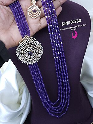 v970: Beautiful Premium GJ Diamond Finish Rani Haram Set
