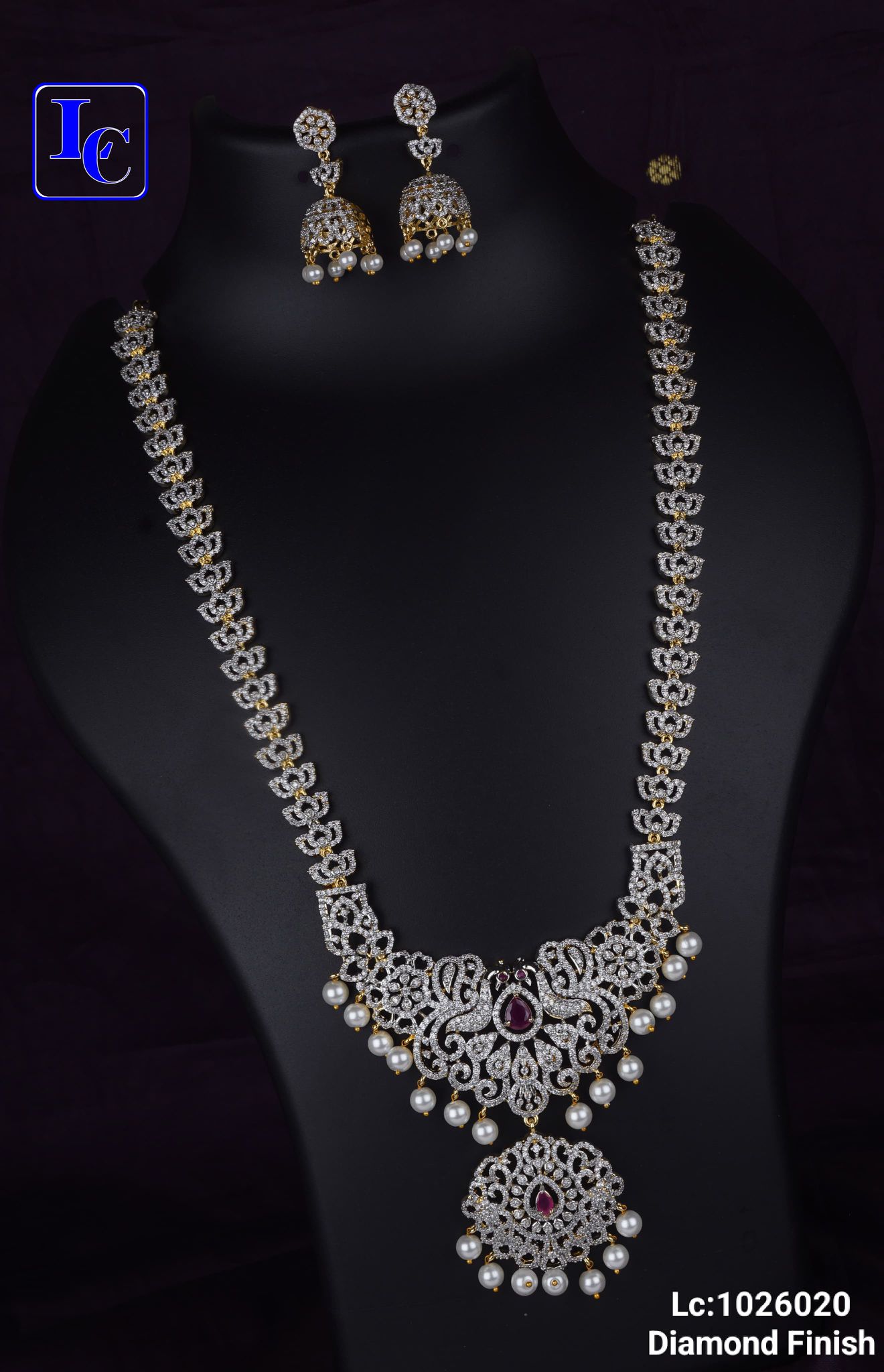 v987: Beautiful Diamond Finish Long Haram Set