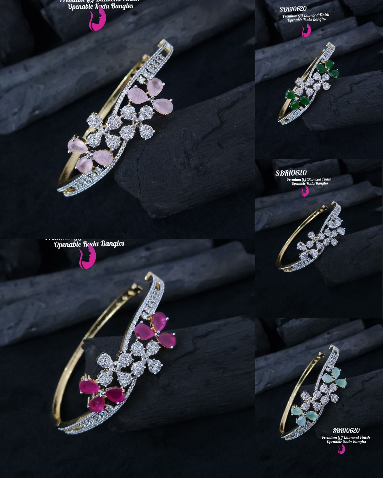v1008: Beautiful Premium GJ Diamond Finish Openable Kada Bangles