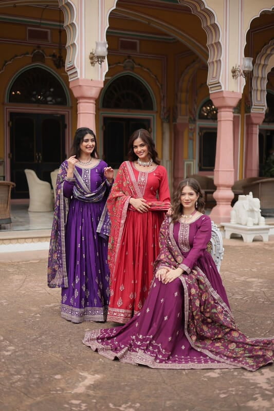 M1202: Beautiful Georgette Squins Embordiary Long Frocks With Duppata M1202: Beautiful Georgette Squins Embordiary Long Frocks With Duppata