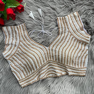 V138: Beautiful Readymade Pearls Work Blouse