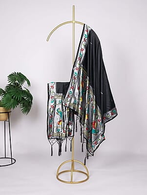 B474: Designer Soft Silk Paithani Duppata