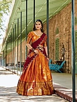 B004:Kanjivaram Silk Lehenga Sets With Sequins Dupatta