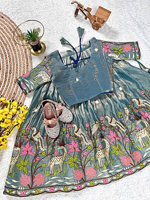 P591: Beautiful Designer Crushed Silk Lehenga Sets In Embodied Work Boders