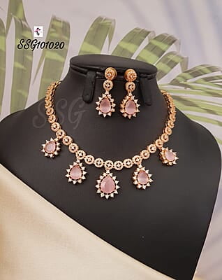 M017: Baby Pink Stone Necklace