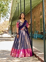 B004:Kanjivaram Silk Lehenga Sets With Sequins Dupatta