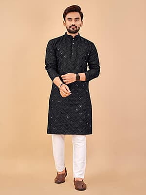 M860: Mens Mirror Work Kurta Pajama Sets