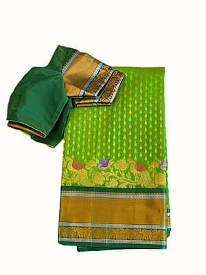 M759: Beautiful Kuppadam Silk Saree With Stitched Blouse