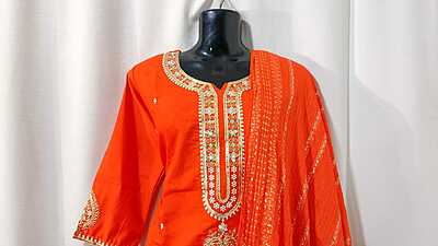 P577: Ready To Ship Beautiful 3pc Silk Kurti Set