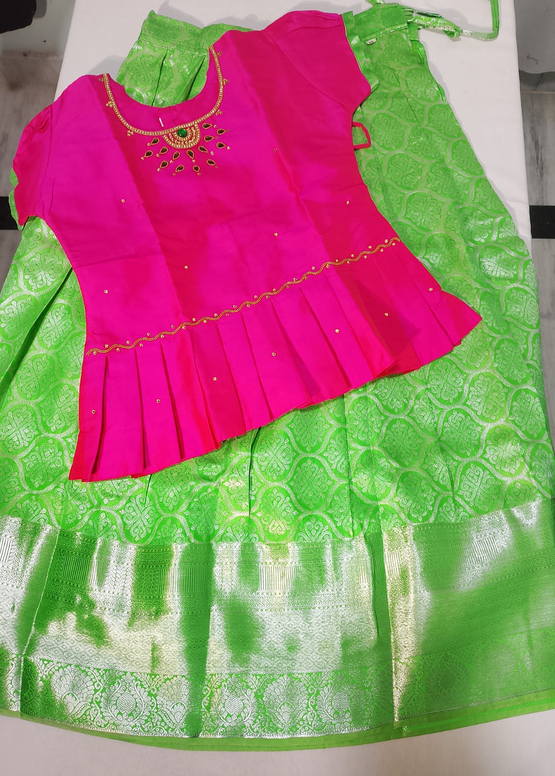 c079: Ready To Ship Soft Silk Kids Lehenga Set