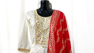P588: Ready To Ship Beautiful 3pc Silk Kurti Set