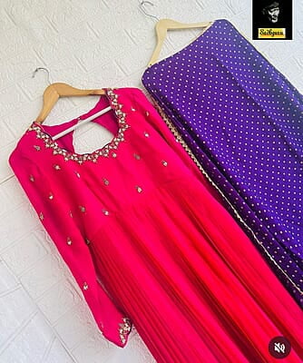 M1212: Beautiful Georgette  Maggam Work Frock With Duppata